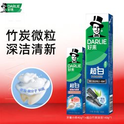好来 原黑人超白小苏打牙膏亮白清新抗口气含氟成人男女用 超白190g+牙膏小样40g