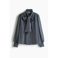 移动端：H&M HM女装衬衫2026秋季新款蝴蝶结领法式早通勤灯笼袖上衣1358865