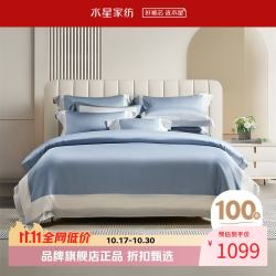 水星家纺 100支新疆长绒棉四件套纯棉床单枕套被罩酒店套件 维纳岚黛四件套 1.5米床