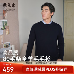 雅戈尔 全羊毛毛衫男36S/3纯羊毛休闲秋冬季圆领套头 藏青VYQW619958FYA L 105cm （推荐145-165斤）
