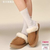 UGG 秋季女士时尚经典舒适简约厚底毛拖包头休闲懒人毛毛鞋1122550