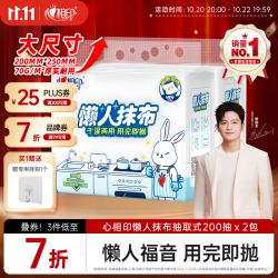 心相印 悬挂式懒人抹布厨房纸洗碗布加厚200抽干湿两用洗碗巾家用200抽2提