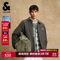 杰克琼斯 NBA联名男装羽绒服外套 黑橄榄