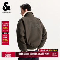 杰克琼斯 26年男装羊羔绒翻领棉衣棉服外套 黑橄榄