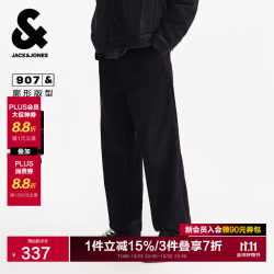 杰克琼斯 秋冬男装牛仔裤男士薄绒宽松直筒长裤