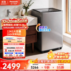 松下（Panasonic）波轮洗衣机12KG全自动家用抗菌除螨浸泡洗线屑过滤智洗省水省