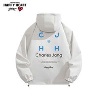 CHARLES JANG'S HAPPY HEART 三合一夹克男秋冬字母印花时尚连帽情侣冲锋衣登山外套