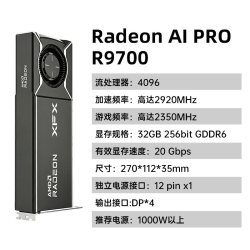 讯景 AMD Radeon R9700 32G 海外版AI工作站专业显卡AI开发