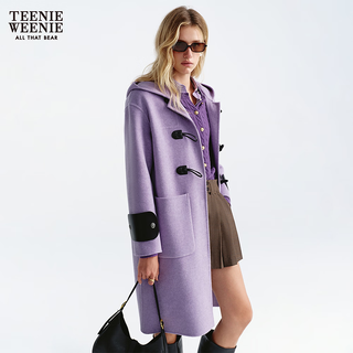 TEENIE WEENIE 小熊牛角扣毛呢大衣 紫色 S