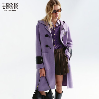 TEENIE WEENIE 小熊牛角扣毛呢大衣 紫色 S