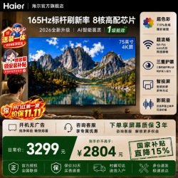 海尔 电视43/55/65/75/85英寸4K超高清8核CPU超大存储165HZ高刷护眼