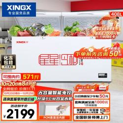 星星 408L商用冰柜 大容量冰箱冷藏冷冻柜电子温控单温大容积卧式顶开柜减霜冷柜 BD/
