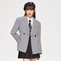 A21 女装千鸟格西装外套女2022春季新款设计感显瘦高级感外套