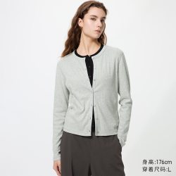 提花罗纹开衫/长袖优衣库女装修身内搭打底491115