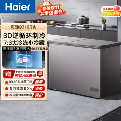 海尔 213升双温双箱减霜家用冰柜 大冷冻小冷藏小冰柜家用“迷你冰箱”冷柜FCD-213