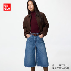 优衣库 牛仔裙裤/水洗产品女装男装阔感裙裤488694 487976 487976/65宝蓝色 24 /155/62A