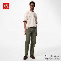 优衣库 休闲无褶长裤男装休闲裤裤子487213 57 深橄榄色 76 /165/76A