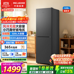美菱 臻鲜净320升两门冰箱小型电冰箱风冷无霜净味抗菌家用租房小户型新一级能效BCD-320WPCXG1