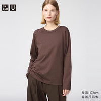 优衣库 SUPIMA COTTON长袖T恤女装男装合作款488230 17 枣红色 M
