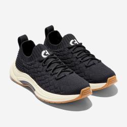 COLE HAAN 春秋季女士黑色编织透气缓震休闲运动鞋时尚百搭通勤飞织跑步鞋