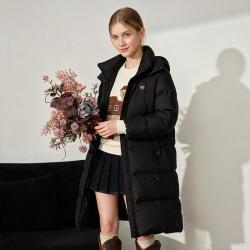TEENIE WEENIE 小熊女装羽绒服2025年冬季温暖舒适云感泡芙中长款连帽外套