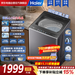 海尔 10KG云溪4.0双动力直驱波轮洗衣机全自动防缠绕  十维减震+玻璃盖