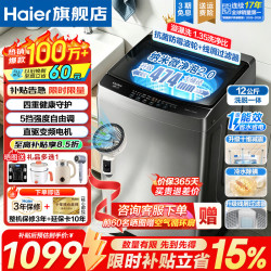 海尔 直驱变频波轮洗衣机2026年新款12公斤全自动家用大容量一级能效除螨除菌洗中途添衣桶自洁