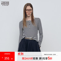 TEENIE WEENIE 小熊女装T恤26春季新款柔软舒适通勤日常亨利领长袖T