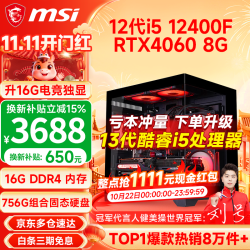 微星 高性能 游戏主机  Core i5-12400F RTX 4060 512GB 16GB