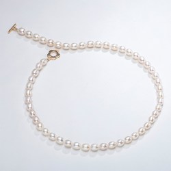 南珠宫 芙蕊 椭圆强光淡水珍珠项链 5-6mm 41cm C-X0010