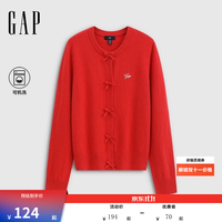Gap 花体刺绣宽松针织开衫 红色 M(165/88A)