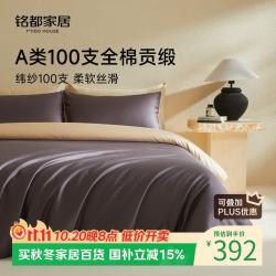 MIDO HOUSE 铭都100支新疆长绒棉床上四件套床单被套床笠深砚灰 1.8m床单款