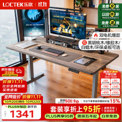 乐歌 电动升降桌电脑桌双电机站立办公家用书桌ES2/1.4m灰胡桃木色套装 ES2灰腿|环保生态板|灰木纹色