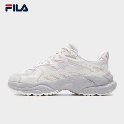 斐乐 女鞋FERN摩登运动鞋2024冬蕨草鞋休闲鞋老爹鞋 雪白/藕灰-SV 38.5