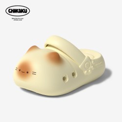chikoku 可爱猫爪足弓支撑洞洞鞋女新款儿童居家厚底宿舍棉拖鞋男