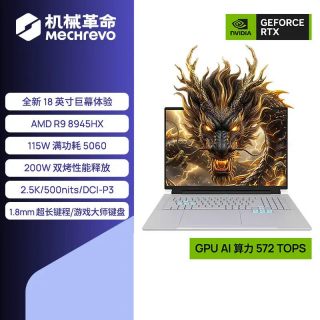 机械革命 苍龙18Pro 18英寸大屏游戏本 天际灰（R9-8945HX、RTX5060、2.5K 180Hz、16G、1T SSD）