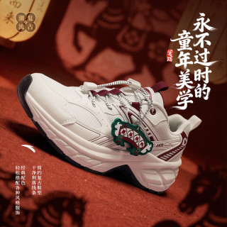 安踏 童鞋儿童运动鞋大童鞋翼马当先2026年春季新品布朗尼学生休闲鞋 象牙白-1 36 鞋内长23cm