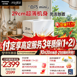 松下 白巧mini台式洗碗机 29cm超薄上掀式开门 80℃高温洗  23min超快洗UW3BX1K-团