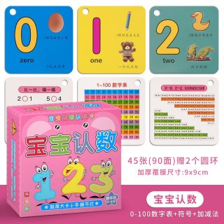 丹妮奇特 宝宝学数字卡片1到100幼儿园儿童启蒙教具认知识字早教玩具2一3岁