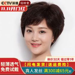 佰丝堂 假发女短发短卷女士妈妈中老年全真发光头全头套头发真人发丝自然 透气款可调节 短发