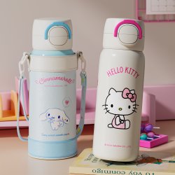 杯具熊 海浪双饮可爱便携水杯儿童上学水壶吸管杯子 500ml