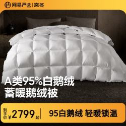 网易严选 A类100支控温95%白鹅绒被芯静音保暖羽绒被子冬被  220*240cm