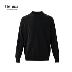 Geniux男士羊毛混纺圆领毛衣套头打底针织衫秋季