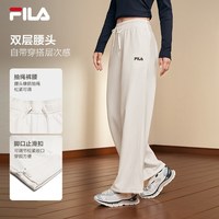 斐乐 卫裤丨FILA女子针织长裤冬加绒裤子阿普瑞风高腰直筒裤休闲裤