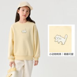 巴拉巴拉 女童儿童卫衣加绒保暖秋冬中大童刺绣内搭上衣甜美卡通潮