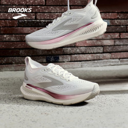 BROOKS Glycerin 甘油 23女款跑鞋缓震运动跑步 白/银灰色/金属粉