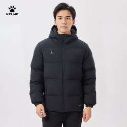 卡尔美 运动棉衣男冬季新款面包服连帽外套加厚保暖棉袄短款棉服