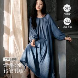欧迪芬 会呼吸的柔纱】婴儿软感透气慵懒风睡衣女士可外穿春秋家居服睡裙