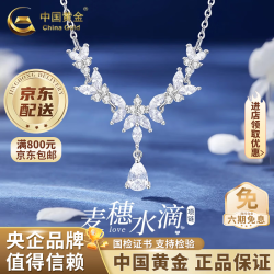 中国黄金 足银荔枝冰水滴项链女款2026新款饰品送生日礼物情人节礼物