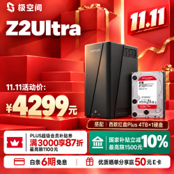 极空间 智能AI NAS网络存储 红盘Plus 4TB硬盘  1块 8GB